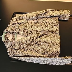 Blank NYC Faux Leather Snakeskin Print Moto Jacket, size Large